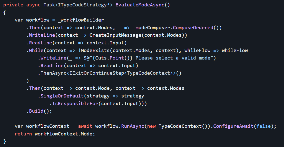 An example of a workflow in code.